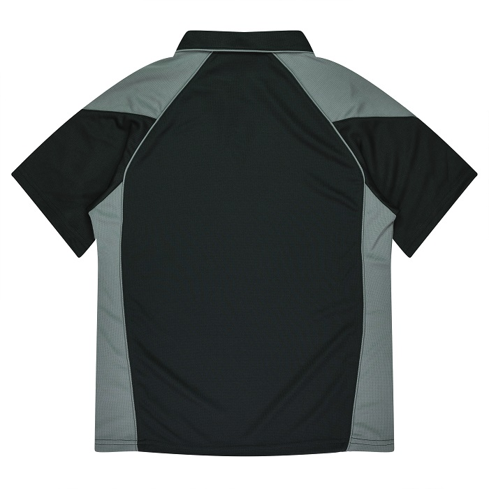 Aussie Pacific N2301 Premier Lady Polos black with ashe grey detial rear view