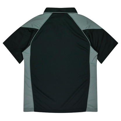 Aussie Pacific N2301 Premier Lady Polos black with ashe grey detial rear view