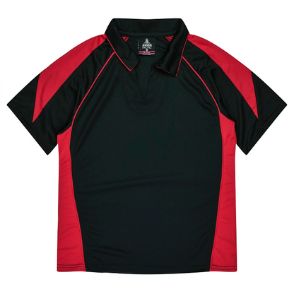 Womens, black with red contrast, modern fit, Aussie Pacific N2301 Premier Lady Polos, front view