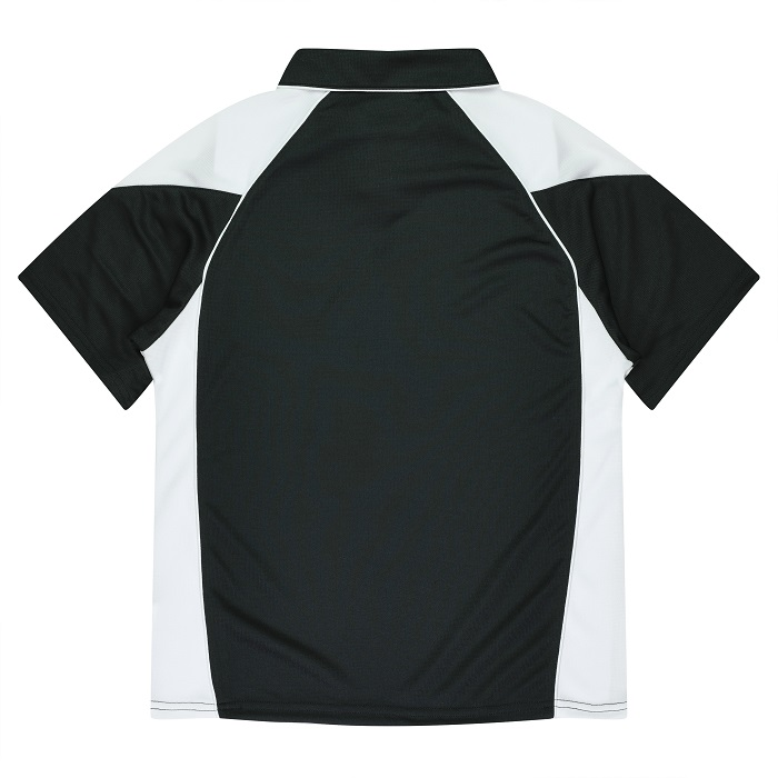 Black and white, rear view, Aussie Pacific N2301 Premier Lady Polos