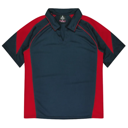 Womens short sleeve anti pill, Aussie Pacific N2301 Premier Lady Polos, front view, navy with red