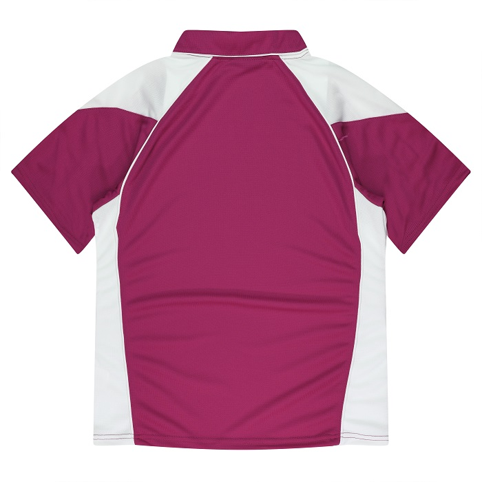 Rear view, pink and white, Aussie Pacific N2301 Premier Lady Polos