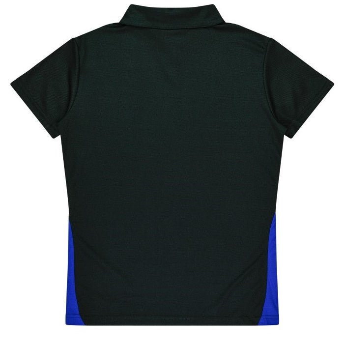 black and royal Aussie Pacific N2305 Ladies Paterson Polo rear view