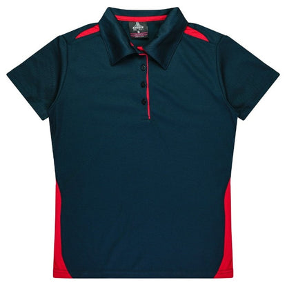 Womens Navy with Red contrasting detail, antibacterial fabric professional fitness Aussie Pacific N2305 Ladies Paterson Polo