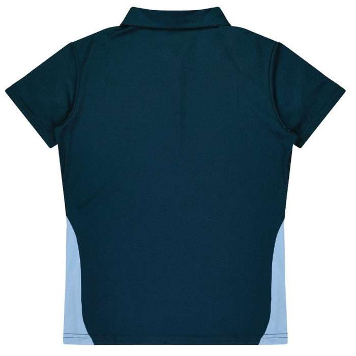 Aussie Pacific N2305 Ladies Paterson Polo, navy and sky blue, rear view