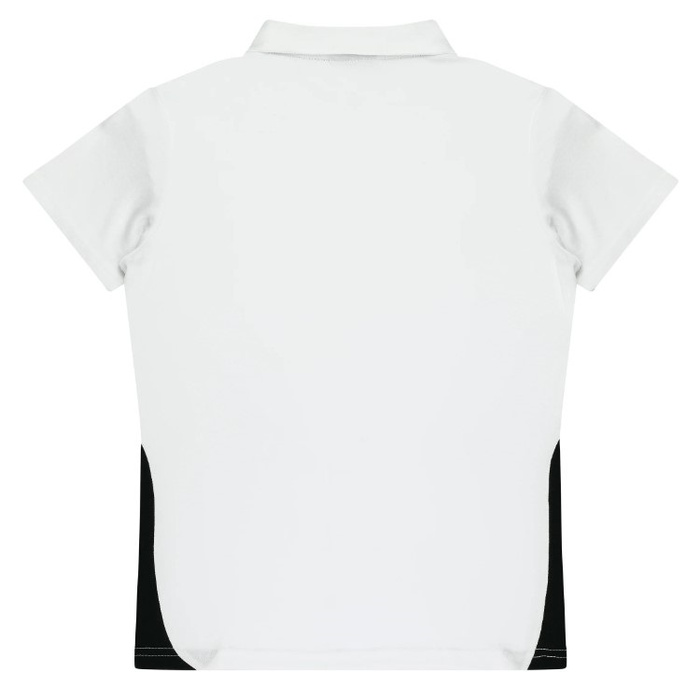 Aussie Pacific N2305 Ladies Paterson Polo, white with black, rear view