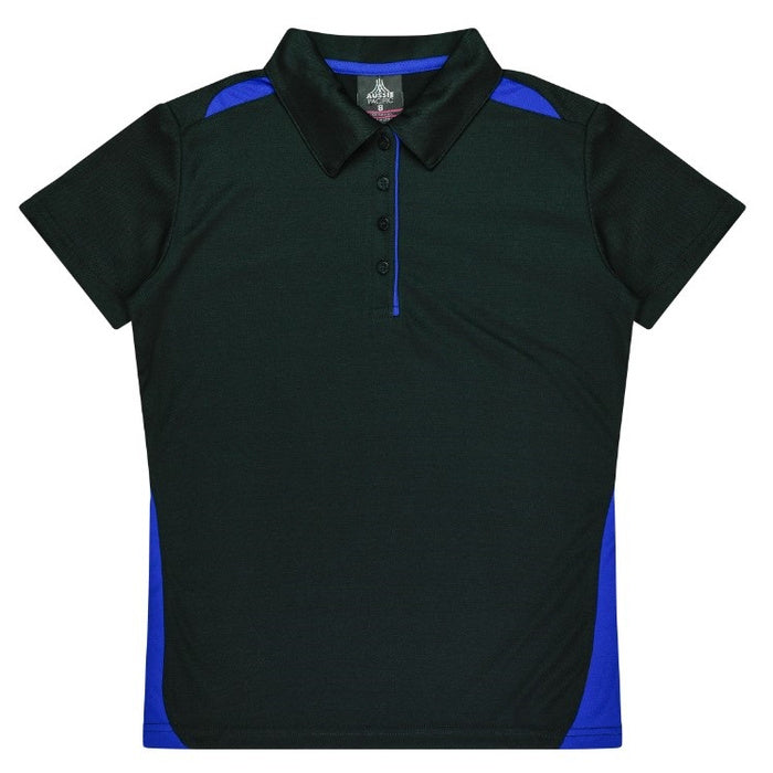 womens black with royal blue easy wear modern stylish Aussie Pacific N2305 Ladies Paterson Polo shirt