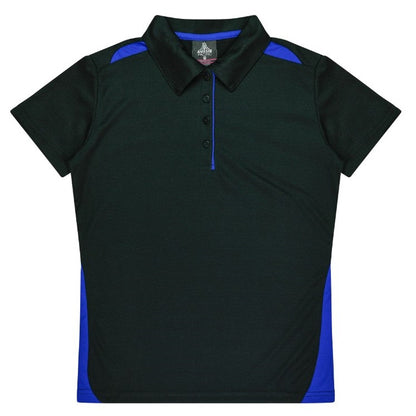 womens black with royal blue easy wear modern stylish Aussie Pacific N2305 Ladies Paterson Polo shirt