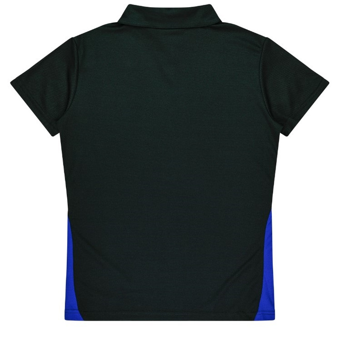 Aussie Pacific N2305 Ladies Paterson Polo, black/ royal blue rear view