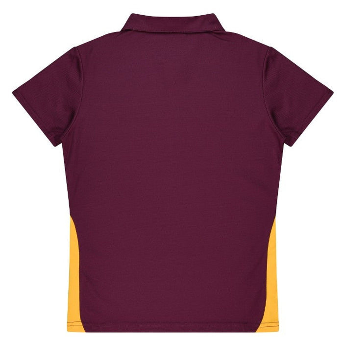 Aussie Pacific N2305 Ladies Paterson Polo maroon gold rear view