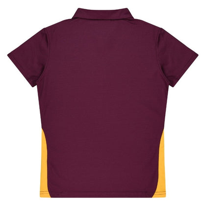 Aussie Pacific N2305 Ladies Paterson Polo maroon gold rear view