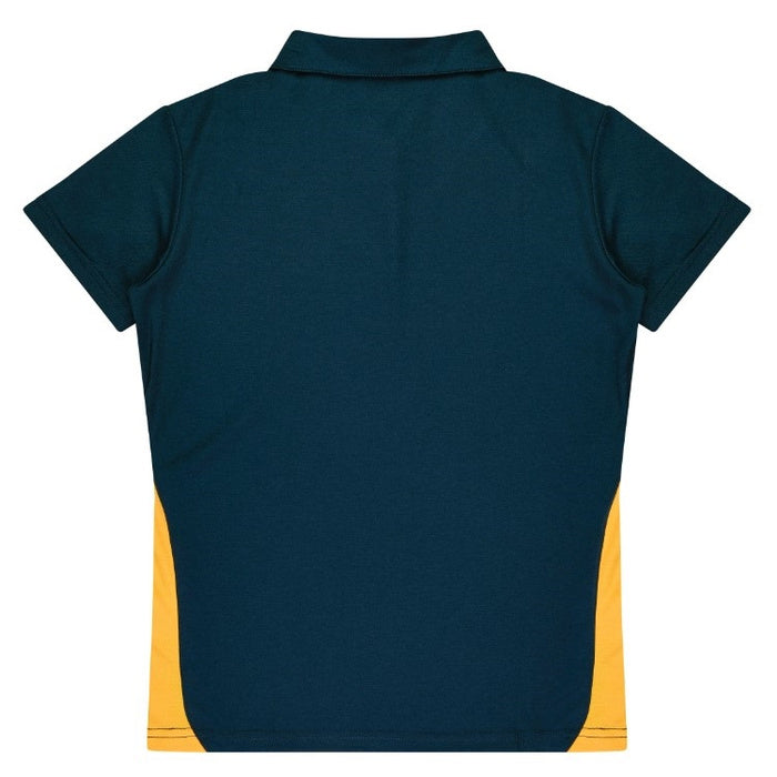 Navy gold rear view Aussie Pacific N2305 Ladies Paterson Polo