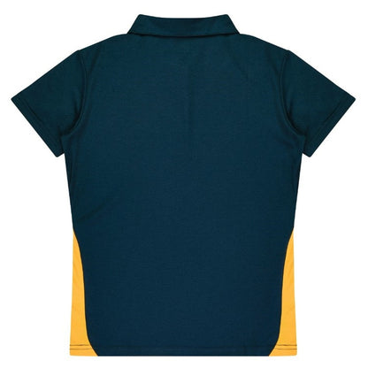 Navy gold rear view Aussie Pacific N2305 Ladies Paterson Polo