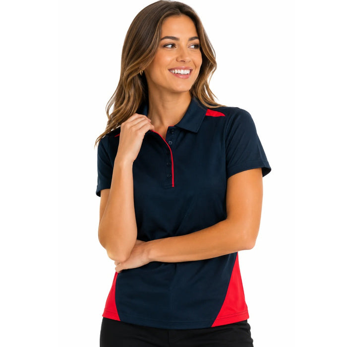 Aussie Pacific N2305 Ladies Paterson Polo navy red