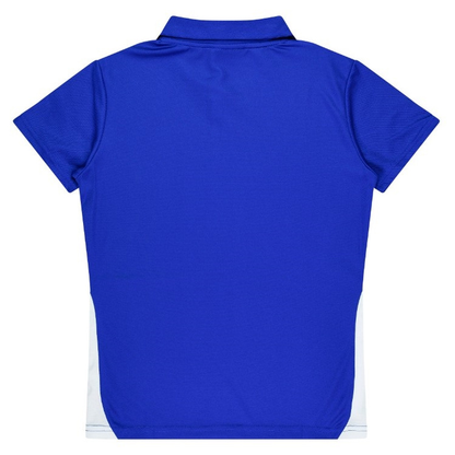 Aussie Pacific N2305 Ladies Paterson Polo, rear view, royal blue and white