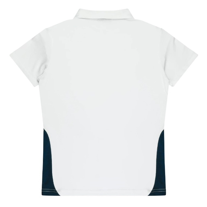 Aussie Pacific N2305 Ladies Paterson Polo, white/navy, rear view
