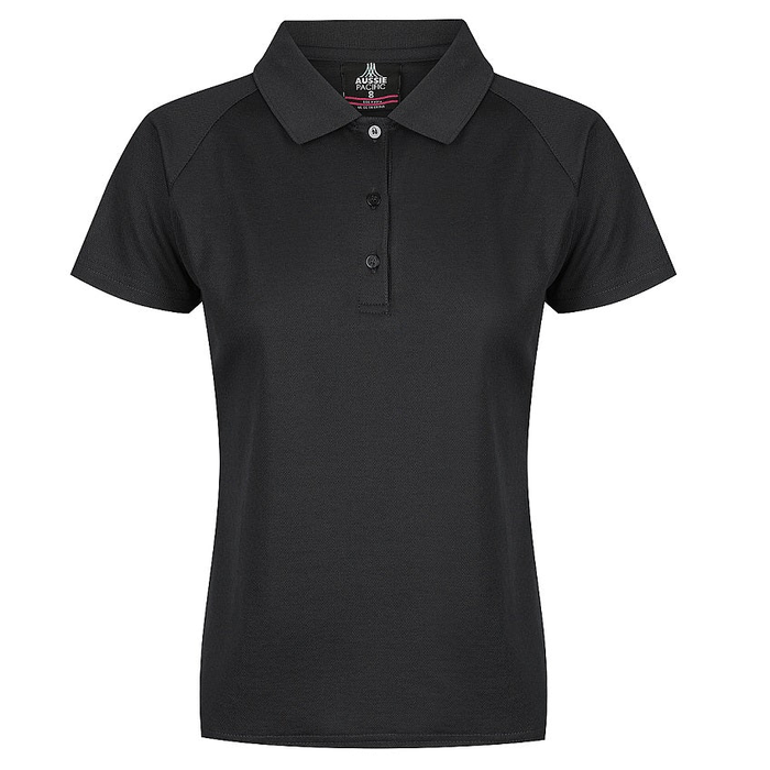 Aussie Pacific N2306 Ladies Keira Polo, black, corporate, front view