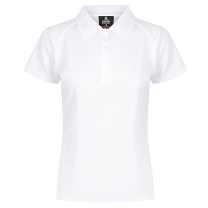 Anti bacterial fabric, white, Aussie Pacific N2306 Ladies Keira Polo, front view