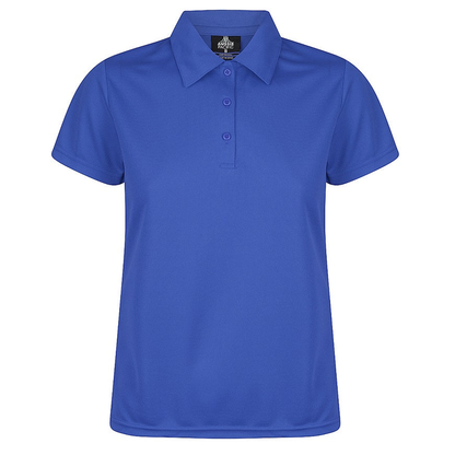 Womens royal blue short-sleeve polo shirt with a three-button placket, Aussie Pacific N2307 Botany Ladies Polo, front view