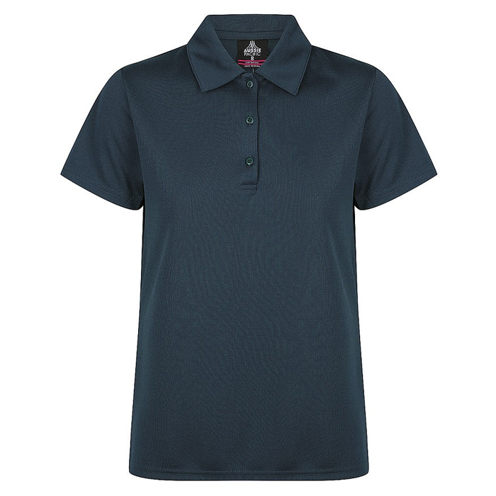 Navy blue, self fabric collar, Aussie Pacific N2307 Botany Ladies Polo, front view