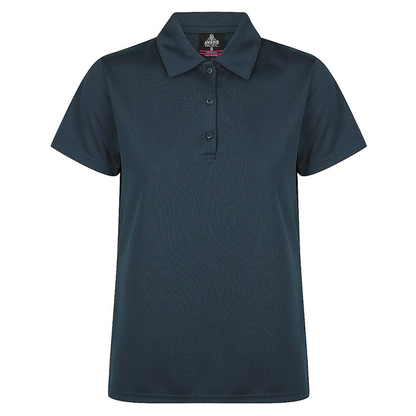 Navy blue, self fabric collar, Aussie Pacific N2307 Botany Ladies Polo, front view