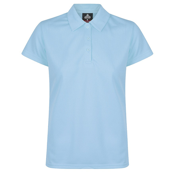 Sky light blue, womens, modern fit, Aussie Pacific N2307 Botany Ladies Polo, front view