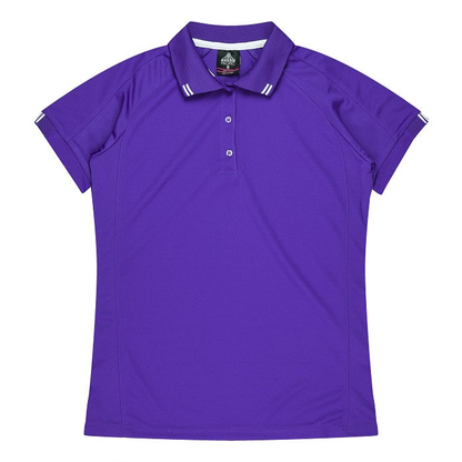 Aussie Pacific N2308 Flinders Lady Polos, purple, front view, womens lightweight active wear polo shirt