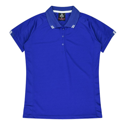 Aussie Pacific N2308 Flinders Lady Polos, front view, royal blue, easy care, knit collar