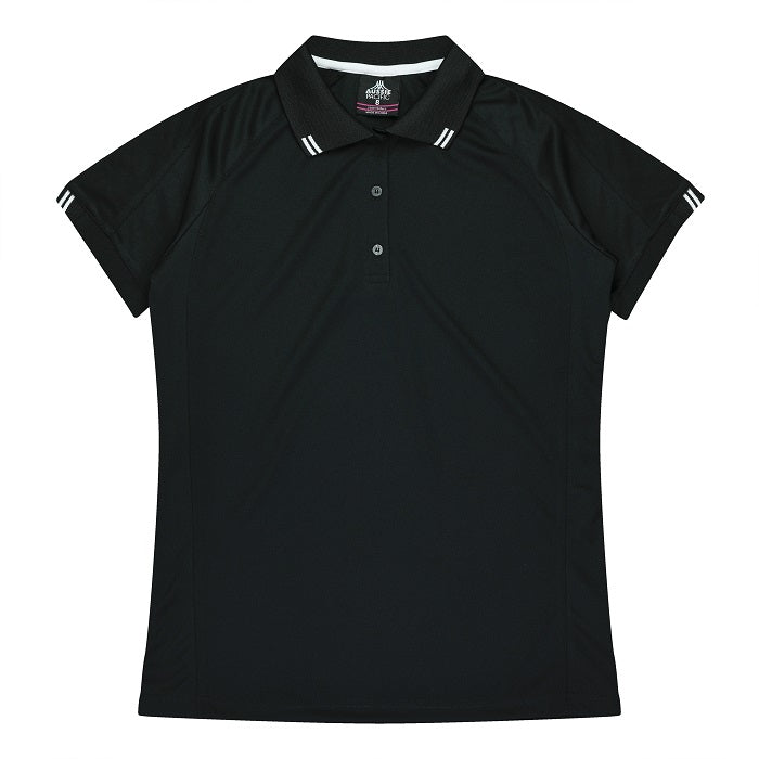 Aussie Pacific N2308 Flinders Lady Polos - Black - Front View