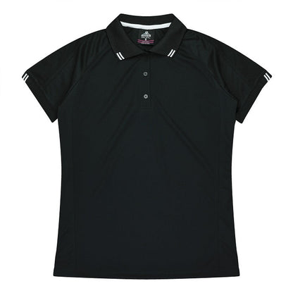 Aussie Pacific N2308 Flinders Lady Polos - Black - Front View