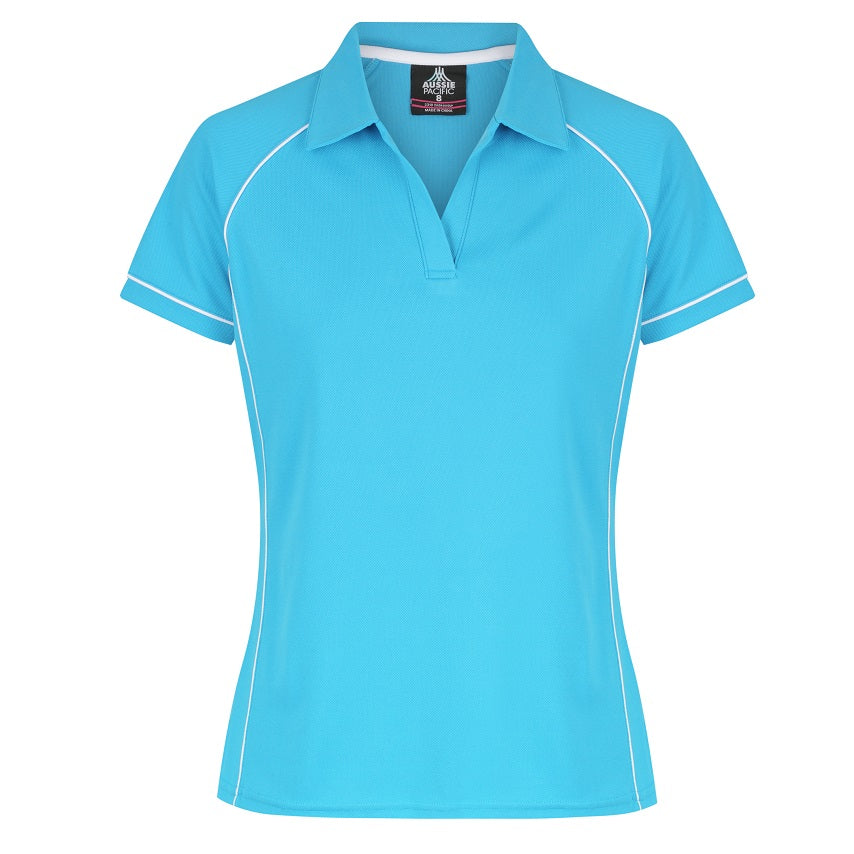 Aussie Pacific N2310 Endeavour Ladies Polo - Pacific Blue/White - Front View