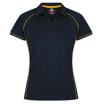 Aussie Pacific N2310 Endeavour Ladies Polo - Navy/Gold - Front View