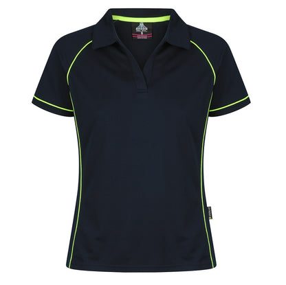 Aussie Pacific N2310 Endeavour Ladies Polo - Navy/Green - Front View