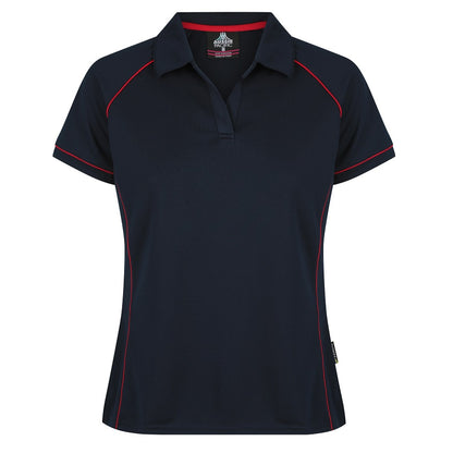 Aussie Pacific N2310 Endeavour Ladies Polo - Navy/Red - Front View