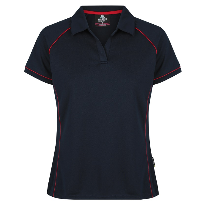 Navy and red, corporate, easy care, Aussie Pacific N2310 Endeavour Ladies Polo front view