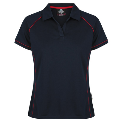 Navy and red, corporate, easy care, Aussie Pacific N2310 Endeavour Ladies Polo front view
