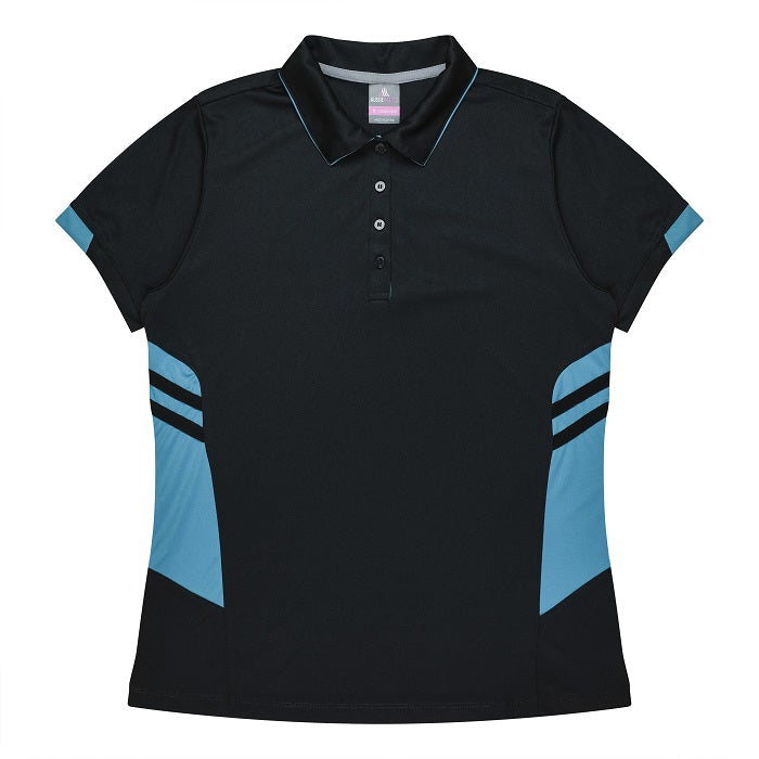 Aussie Pacific N2311 Tasman Ladies Polo - Teal/Black - Front View