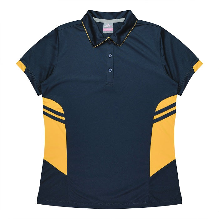 Aussie Pacific N2311 Tasman Ladies Polo - Navy/Gold - Front View