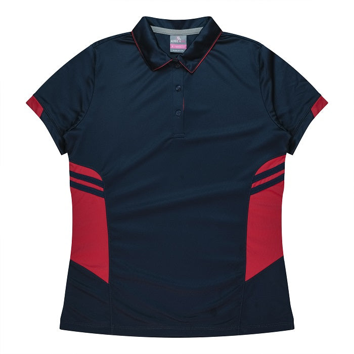 Aussie Pacific N2311 Tasman Ladies Polo - Navy/Red - Front View