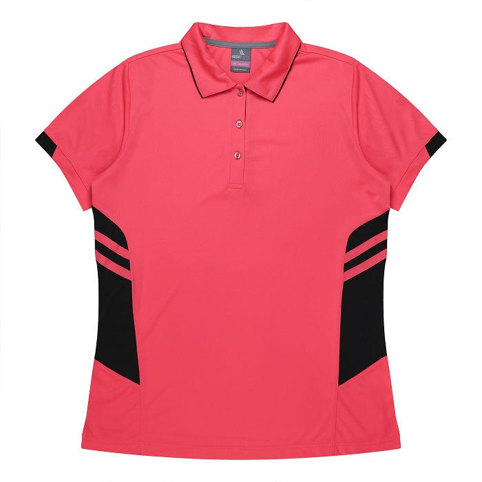 Aussie Pacific N2311 Tasman Ladies Polo - Neon/Pink/Black - Front View