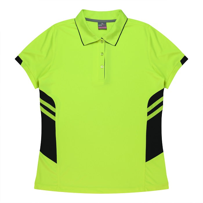 Aussie Pacific N2311 Tasman Ladies Polo - Neon/Yellow/Black - Front View