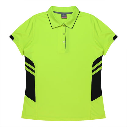 Aussie Pacific N2311 Tasman Ladies Polo - Neon/Yellow/Black - Front View