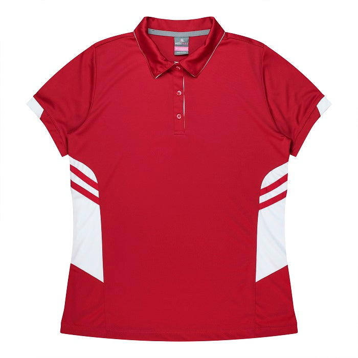 Aussie Pacific N2311 Tasman Ladies Polo - Red/White - Front View