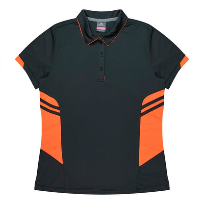 Aussie Pacific N2311 Tasman Ladies Polo - Slate/Grey/Neon - Front View