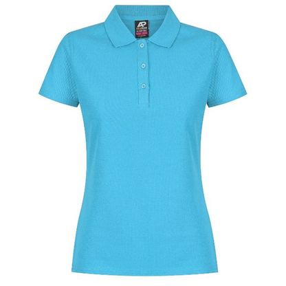 Cyan blue, Aussie Pacific N2312 Hunter Ladies Polo, corporate polo shirt, front view
