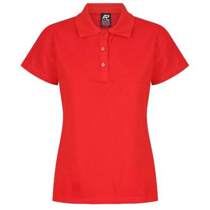 Aussie Pacific N2312 Hunter Ladies Polo, red, front view, breathable fabric