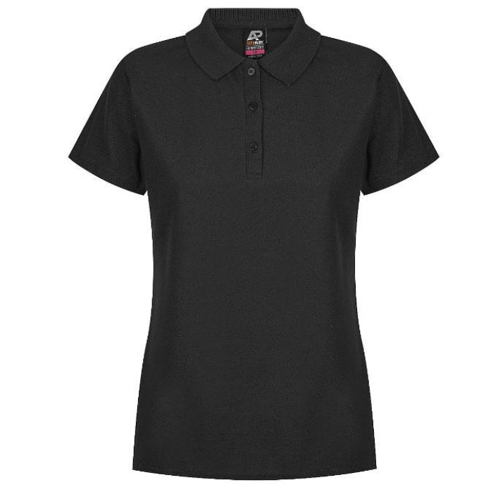 Aussie Pacific N2312 Hunter Ladies Polo, black, front view