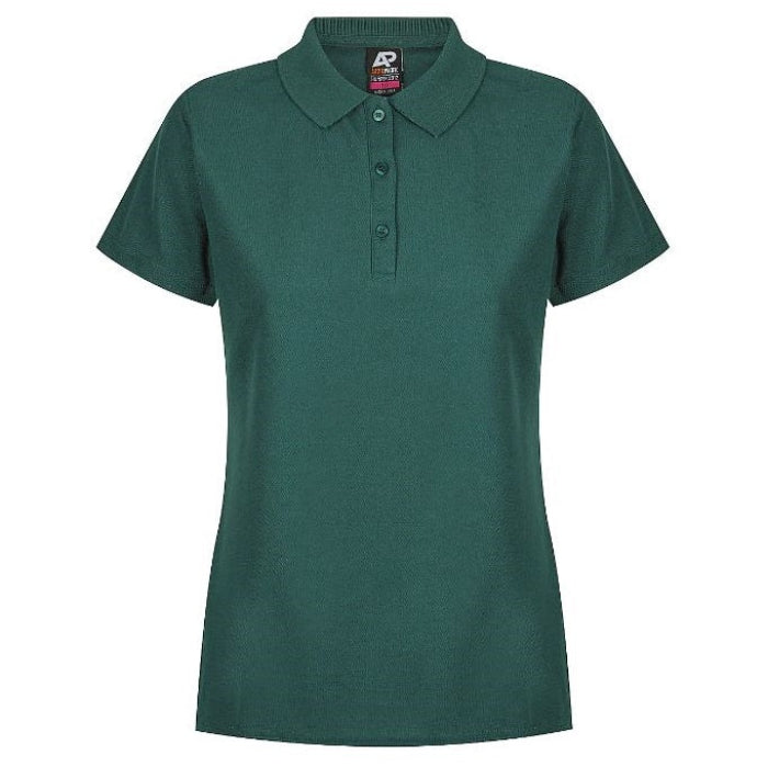 Aussie Pacific N2312 Hunter Ladies Polo bottle green front view