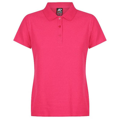 Bright pink fushia everyday, Aussie Pacific N2312 Hunter Ladies Polo front view