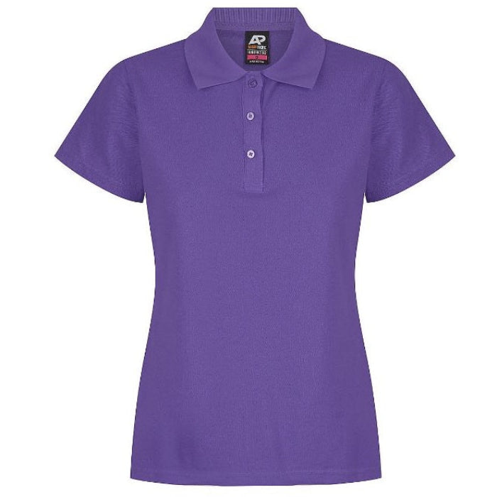 Aussie Pacific N2312 Hunter Ladies Polo, purple breathable, female silhouette, front view